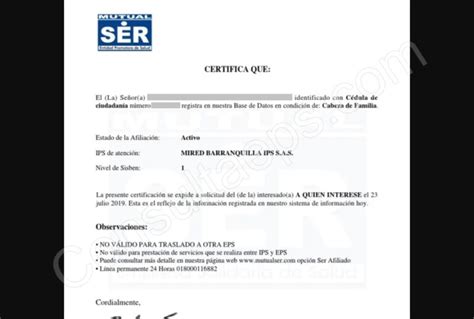 certificados mutual ser|Descargar Certificado de Afiliación Mutual Ser EPS